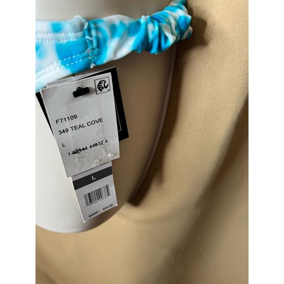 Sundazed Teal Cove Tie Dye Shirred Bikini Top and Bottom Set 36DD and L NWT df1 - Picture 11 of 12